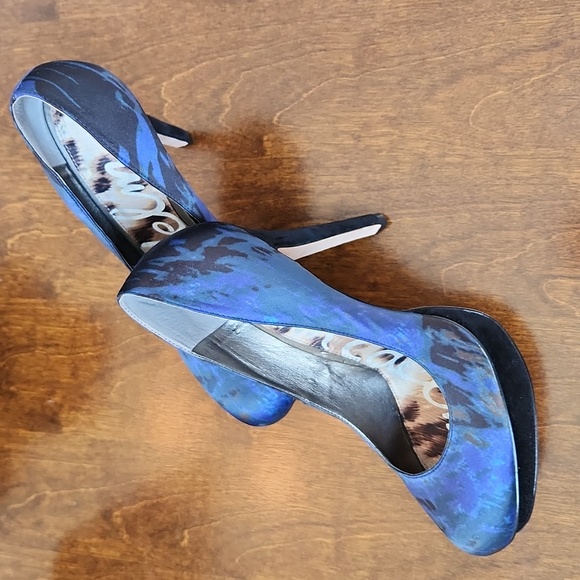 Sam Edelman Ulysa Platform Pump Heels In Midnight Blue Purple Green Size 8 - Picture 3 of 3